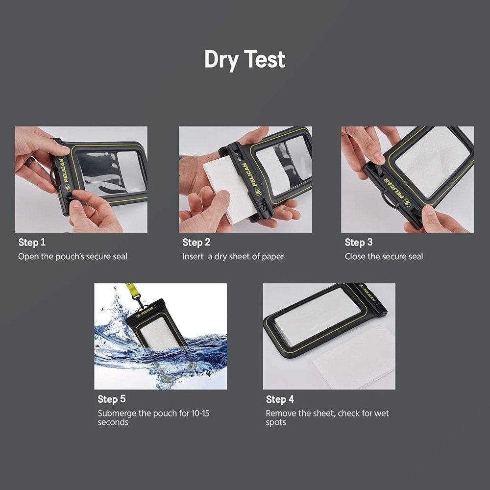 Pelican Marine IP68 Waterproof Phone Pouch / Case (6.5" Size) - Black/Yellow